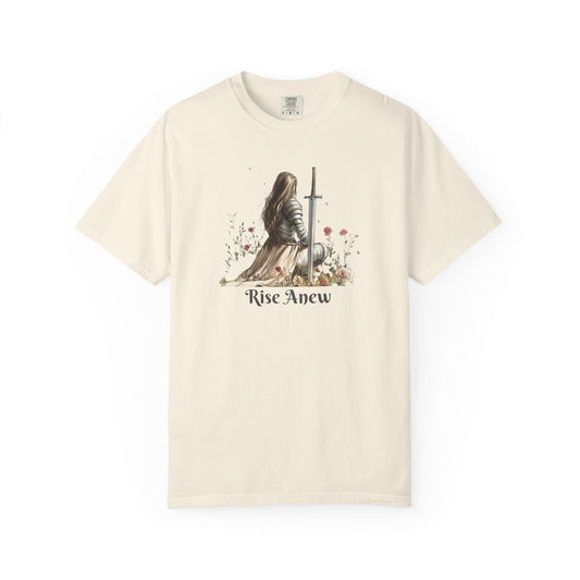 T-Shirt — "Rise Anew" Knight & Phoenix Inspirational Christian Tee