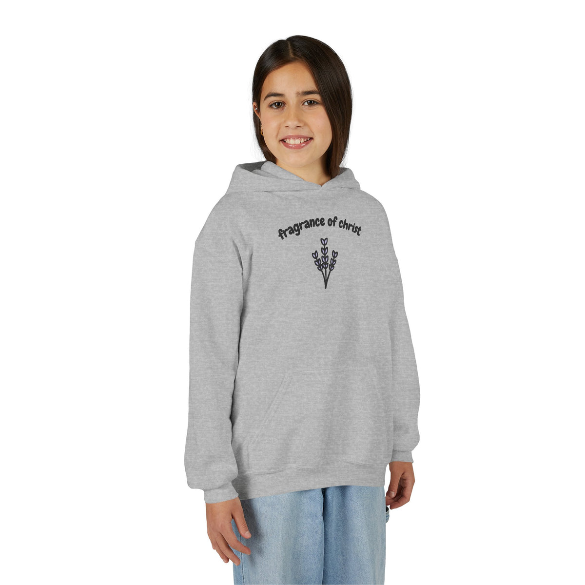 Youth Hoodie — "Fragrance of Christ" Floral Christian Sweatshirt