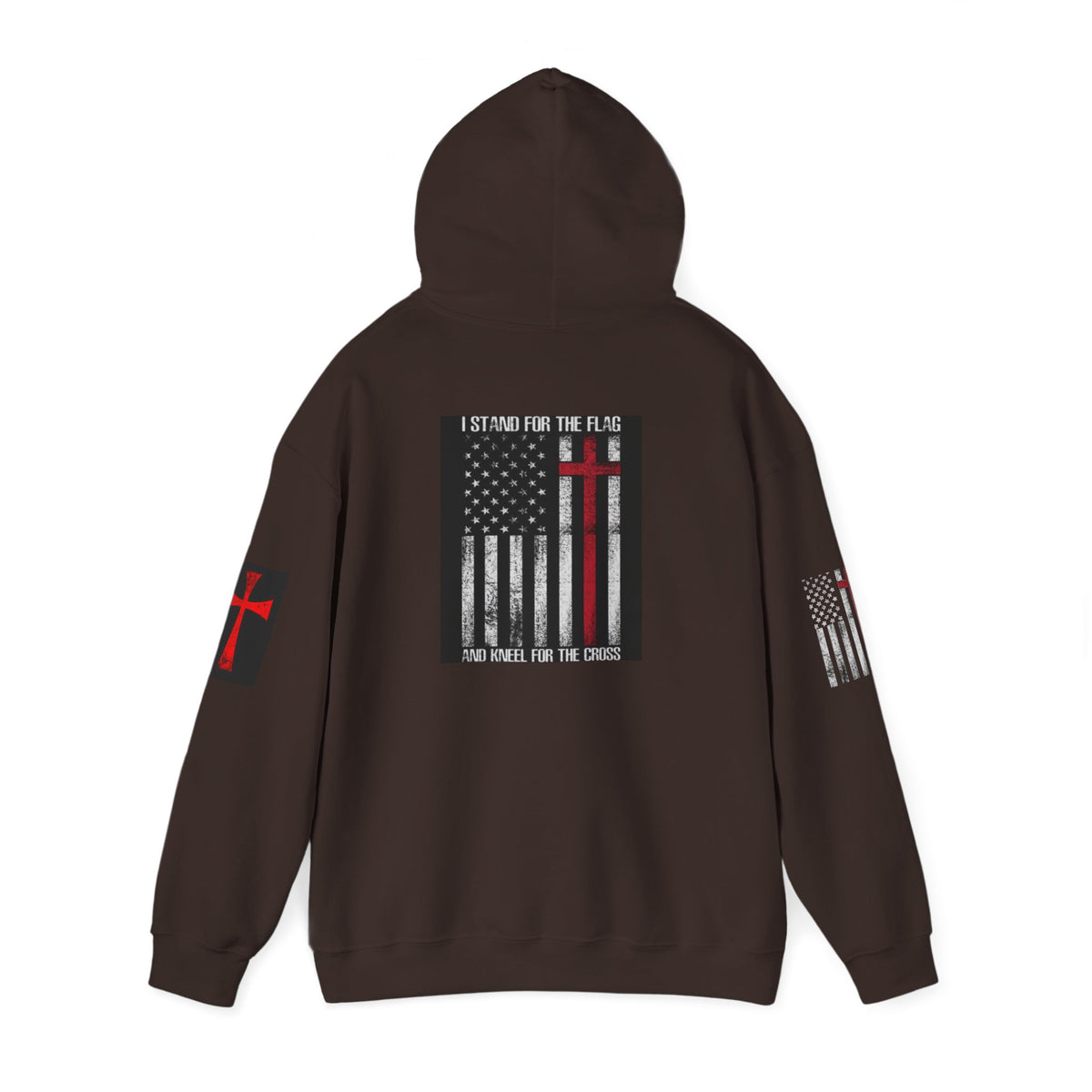 Christian Flag Cross Hoodie - Red Cross American Flag Christian Hoodie