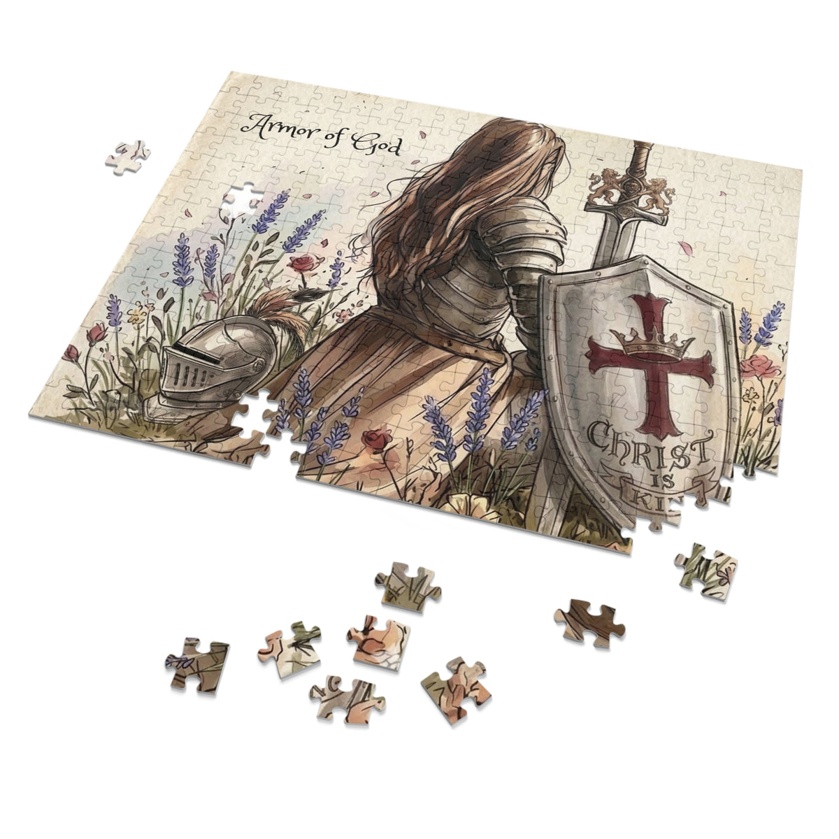 Armor of God Jigsaw Puzzle — Christian Faith Puzzle with Tin (Christ Is King)