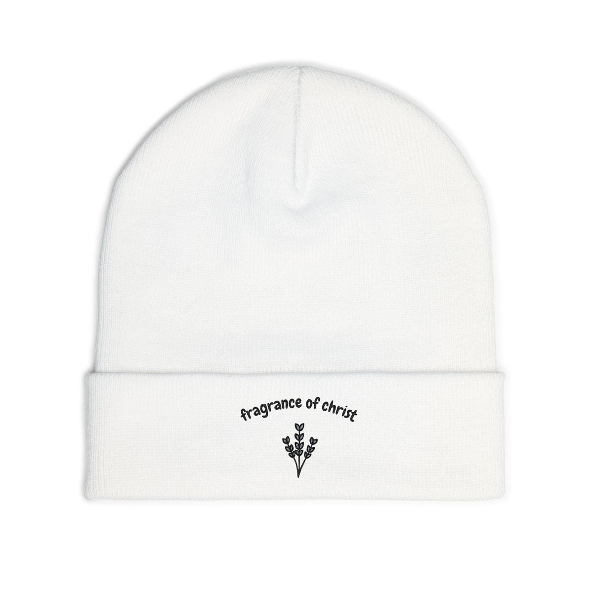 Embroidered 'Fragrance of Christ' Knit Beanie – Floral Faith Winter Hat