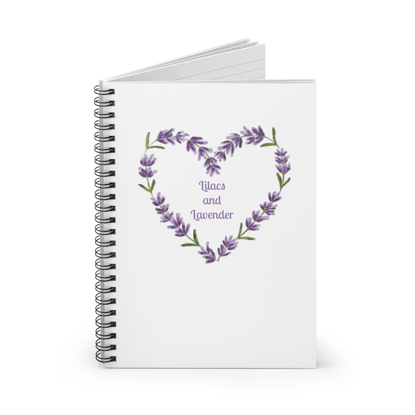 Lavender Heart Spiral Notebook — "Lilacs and Lavender" Ruled Journal