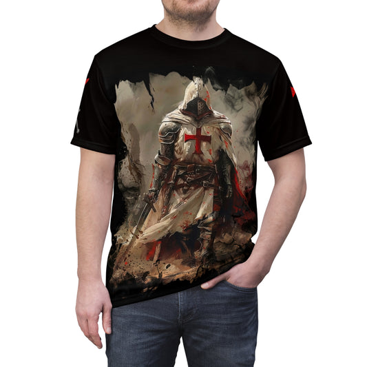 Templar Knight All-Over Print Tee — Crusader Warrior Graphic Shirt
