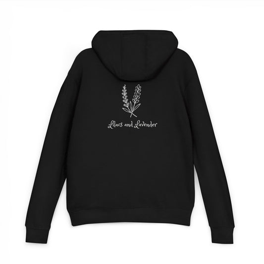 Lilacs Lavender Hoodie — Minimal Botanical Back Print