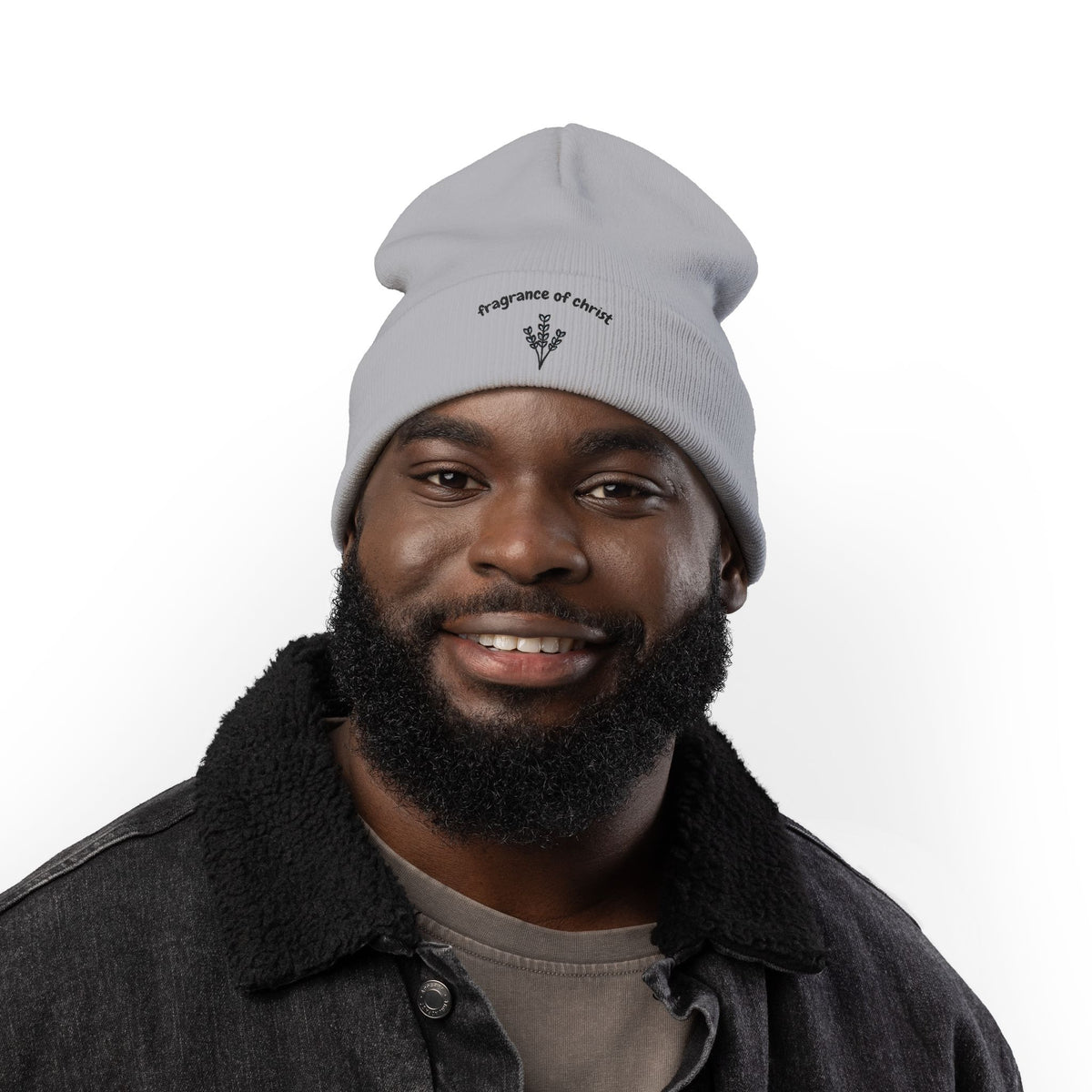 Embroidered 'Fragrance of Christ' Knit Beanie – Floral Faith Winter Hat