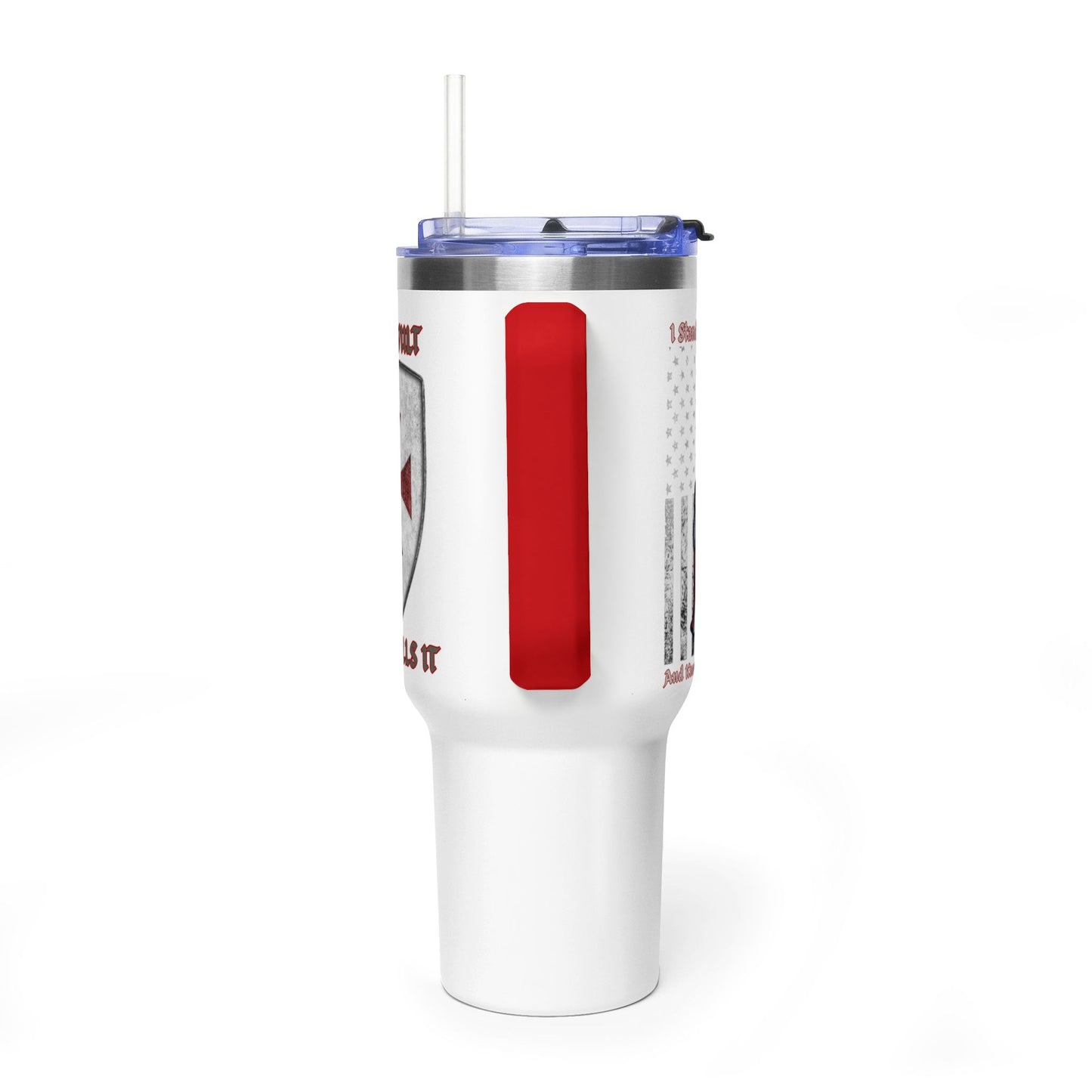 40oz Vacuum Tumbler — Patriotic Crusader Design (I Stand For The Flag)