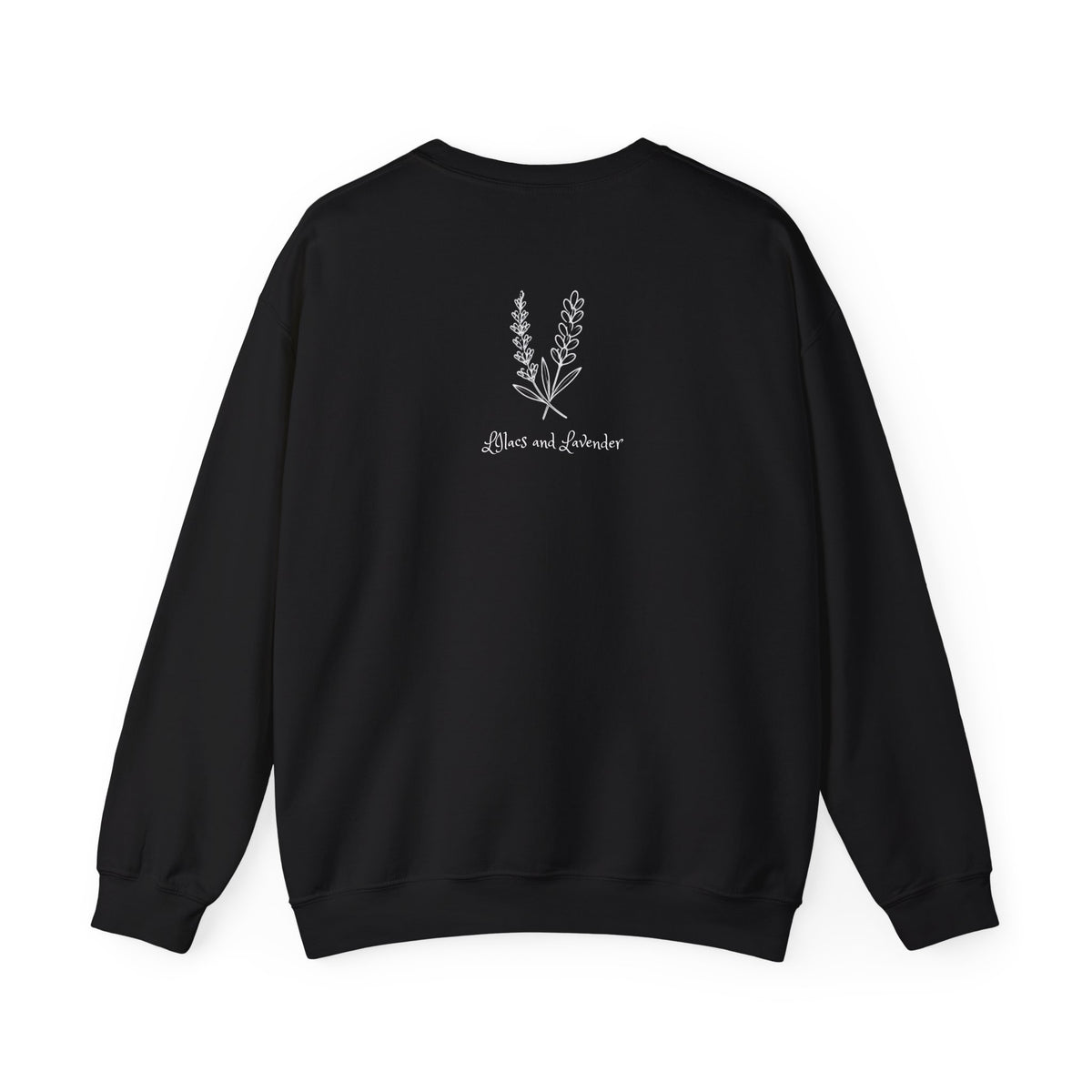 Black Lilacs and Lavender Crewneck Sweatshirt — Cozy Everyday Pullover
