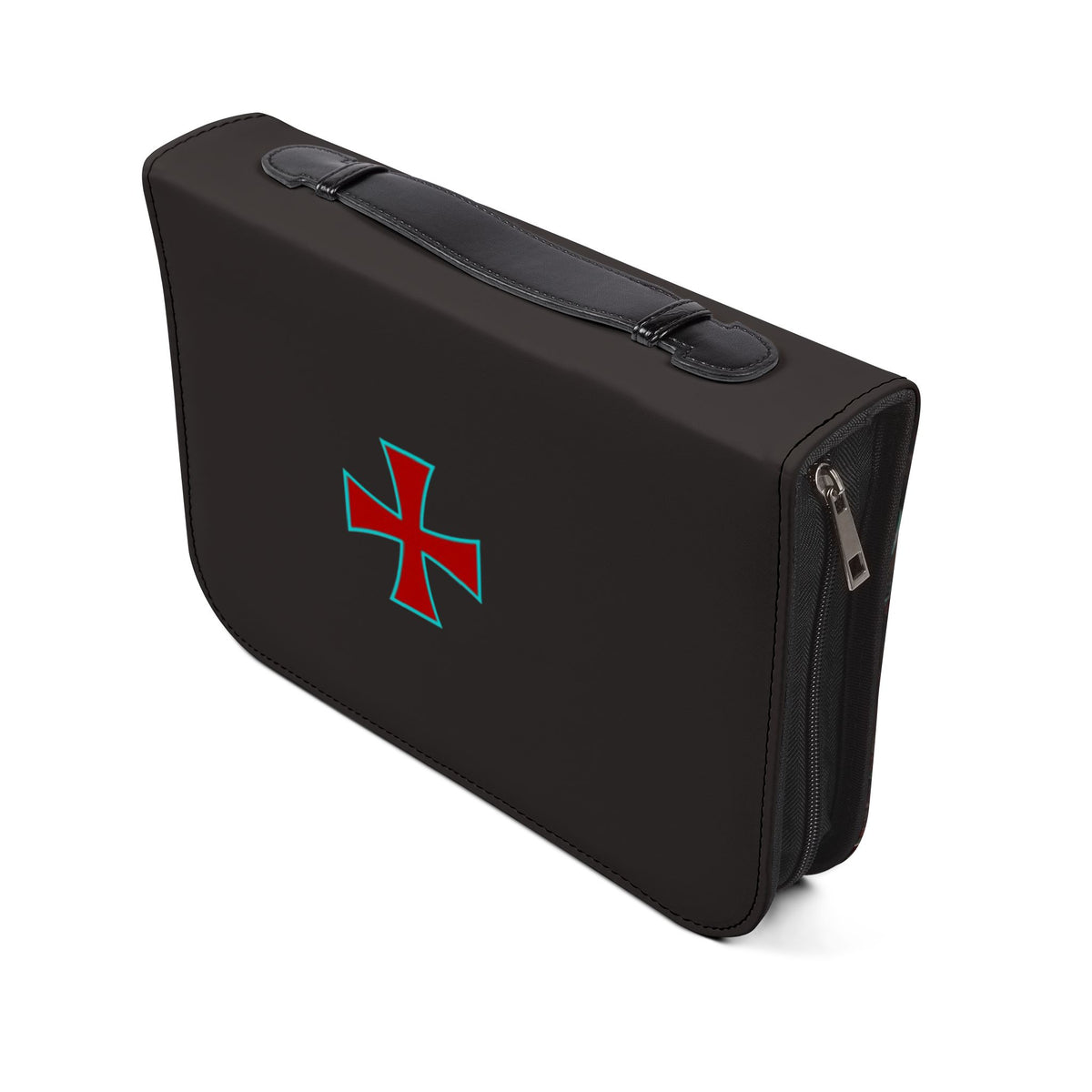 Crusader Knight Bible Cover – Zippered Leatherette Bible Case with Medieval Cross Design