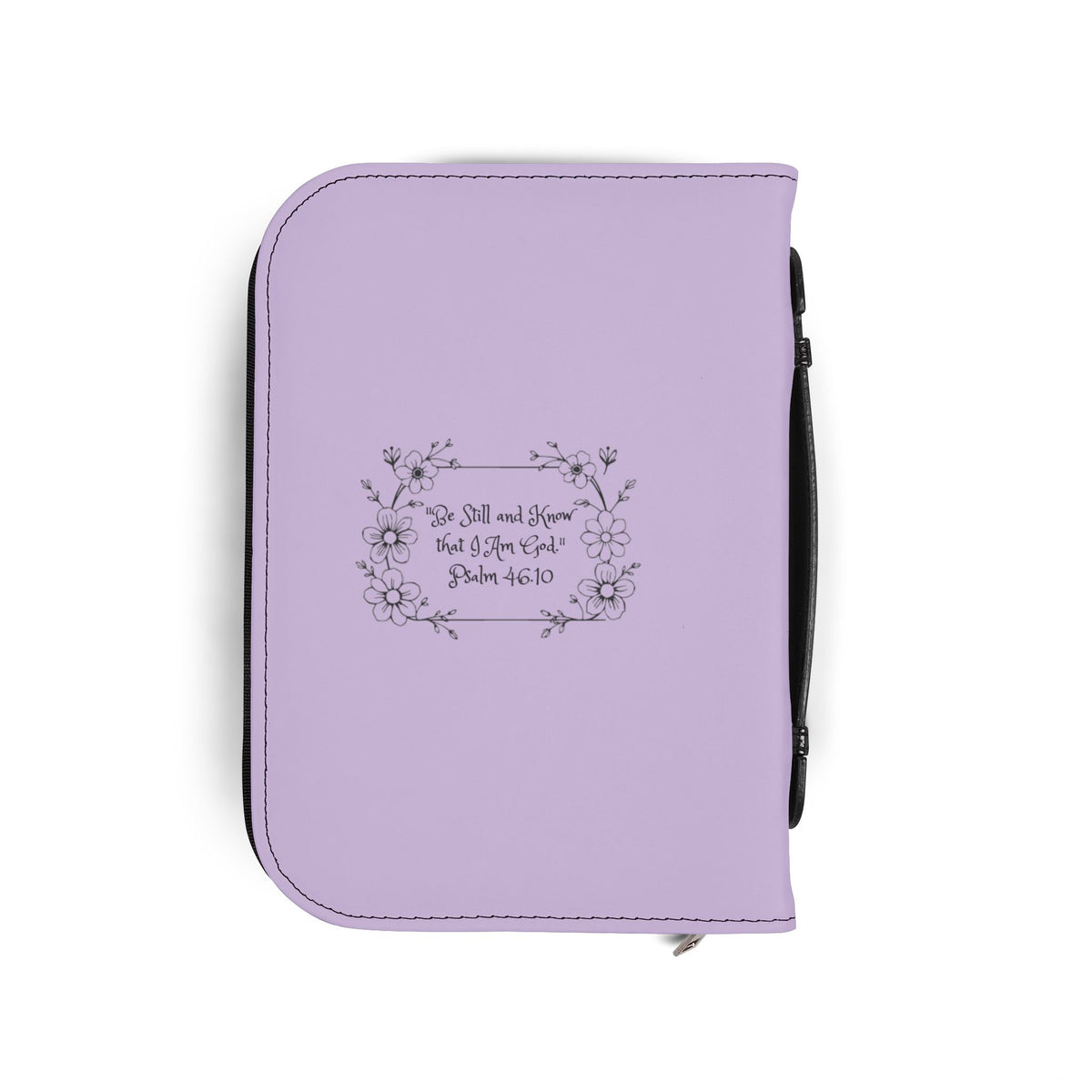 Lilac & Lavender Bible Cover — Floral Zippered Bible Case with Psalm 46:10 Quote