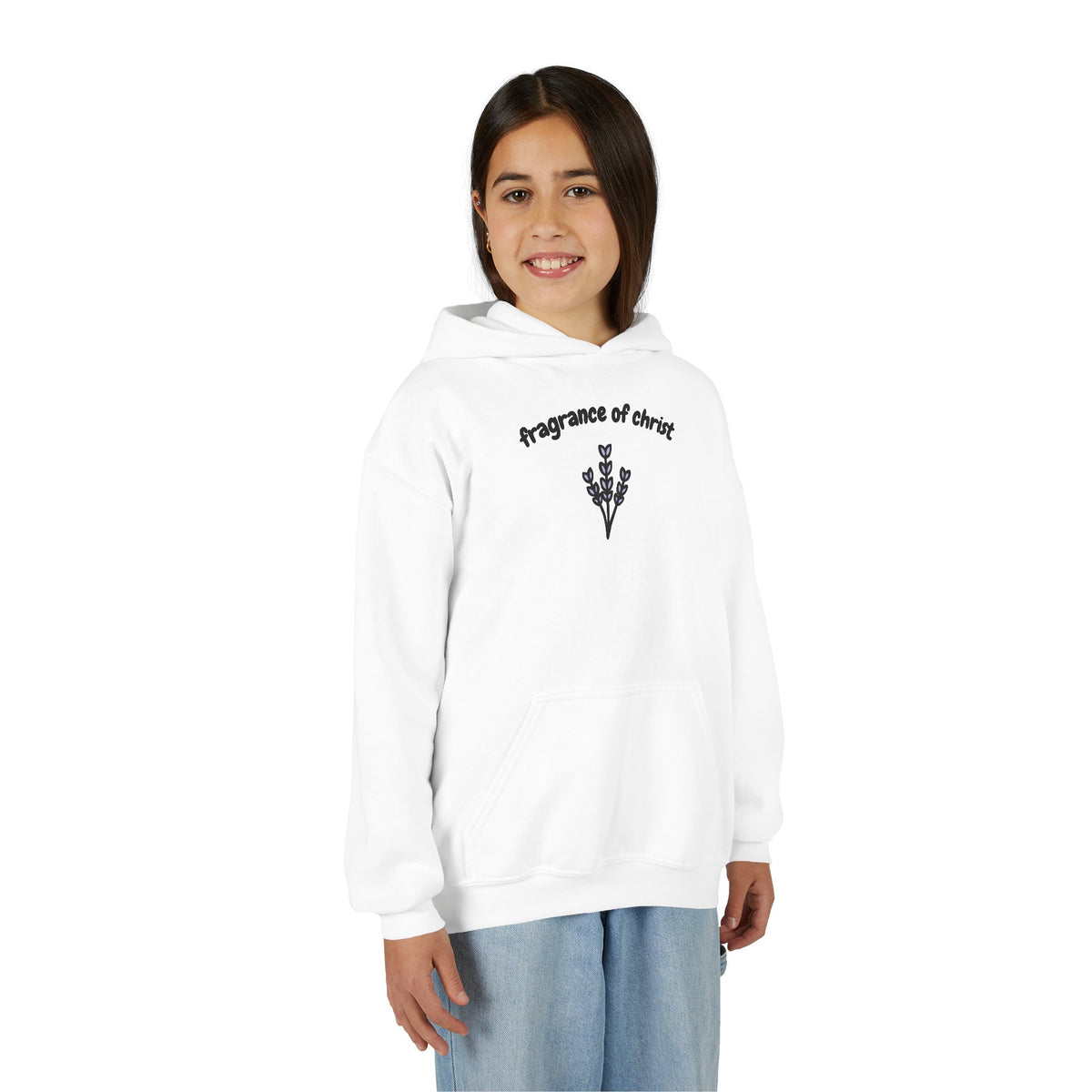 Youth Hoodie — "Fragrance of Christ" Floral Christian Sweatshirt