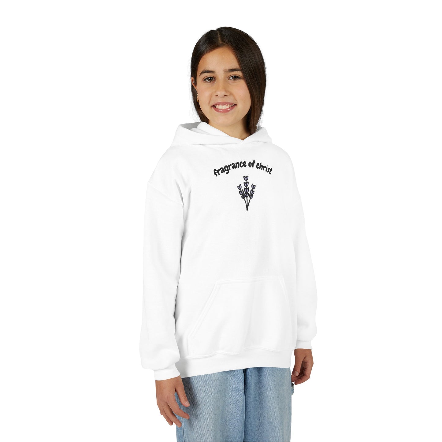 Youth Hoodie — "Fragrance of Christ" Floral Christian Hoodie