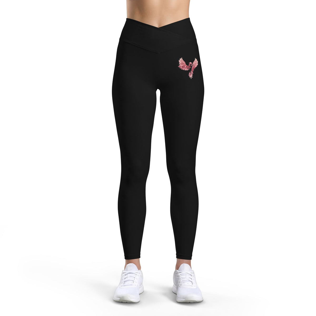Women’s Luxe Leggings — Pink Floral Butterfly Hip Accent