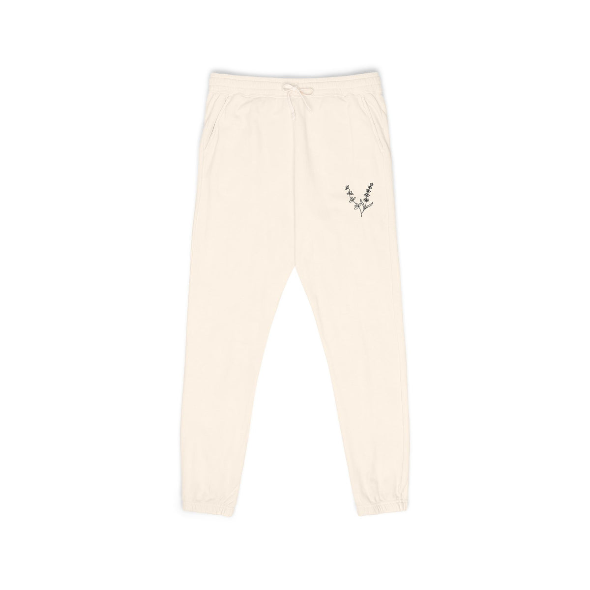 Lilacs and Lavender Signature Emblem - Cream Garment-Dyed Fleece Joggers