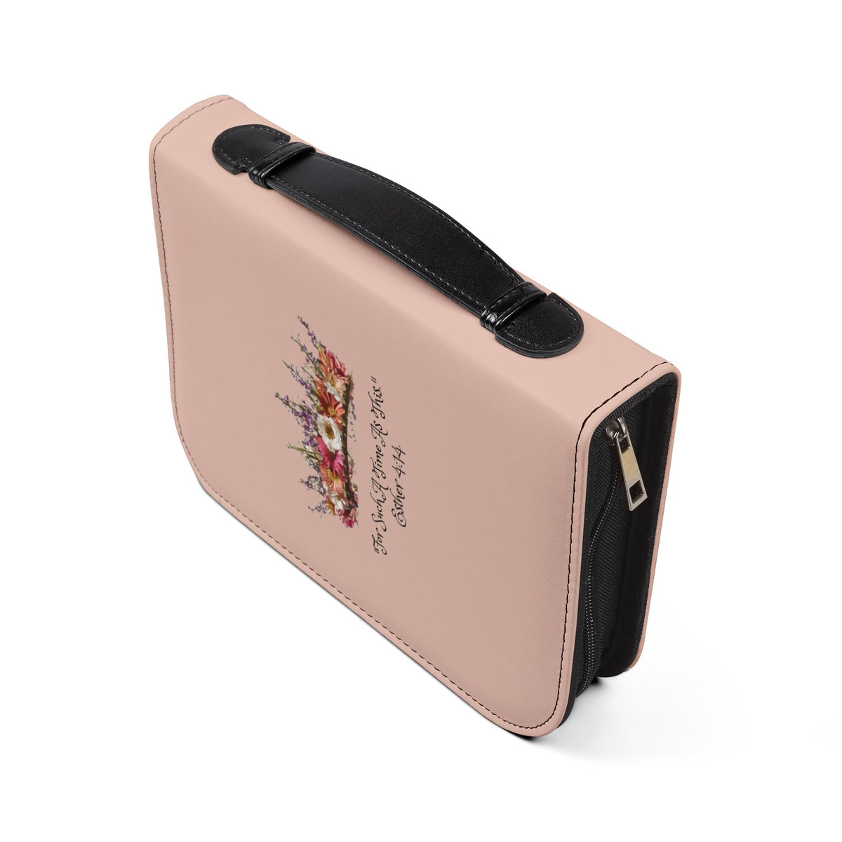 Bible Cover — Floral Crown & Armor Illustrated Zippered Bible Case (Esther 4:14)