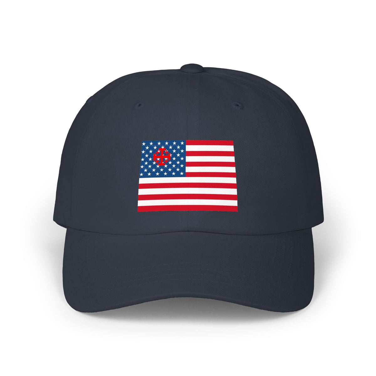 Patriotic Vintage Baseball Dad Cap with Embroidered Crusader Heart Flag