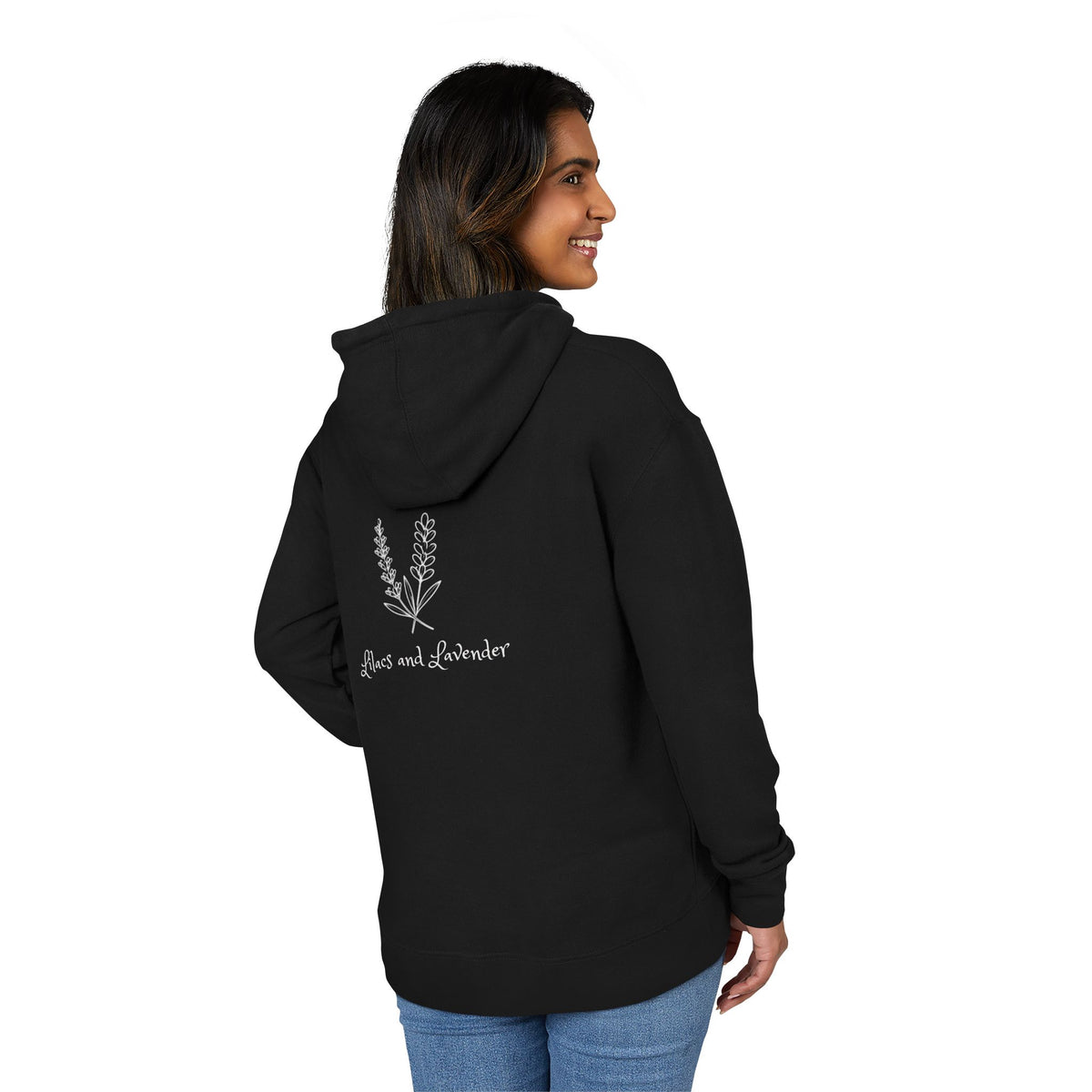 Lilacs Lavender Hoodie — Minimal Botanical Back Print