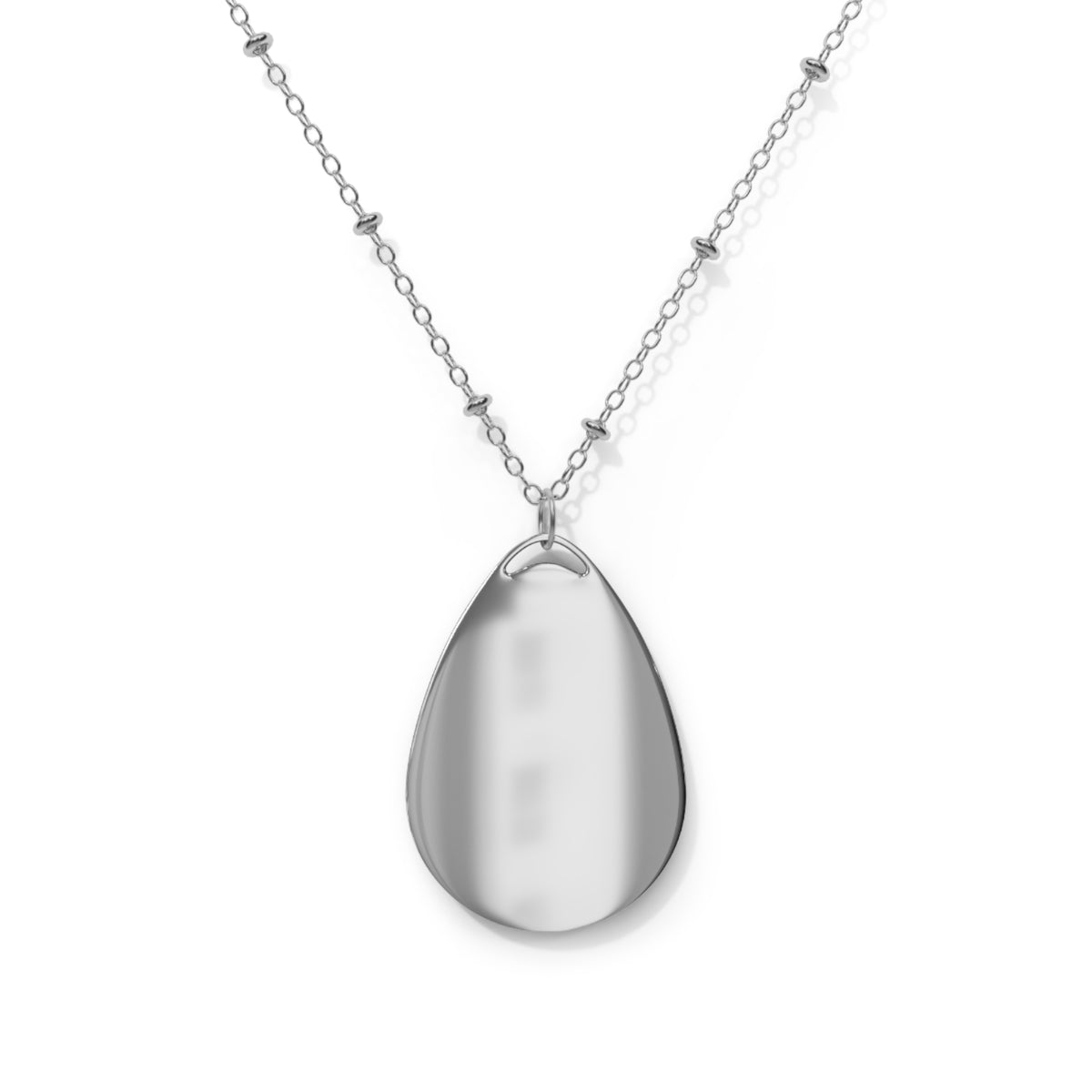 Oval Floral Pendant Necklace — Engraved Teardrop Locket Jewelry