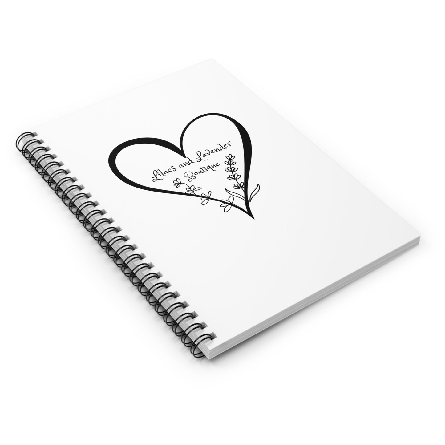 Heart Floral Spiral Notebook — "Flax and Lavender Boutique" Ruled Journal