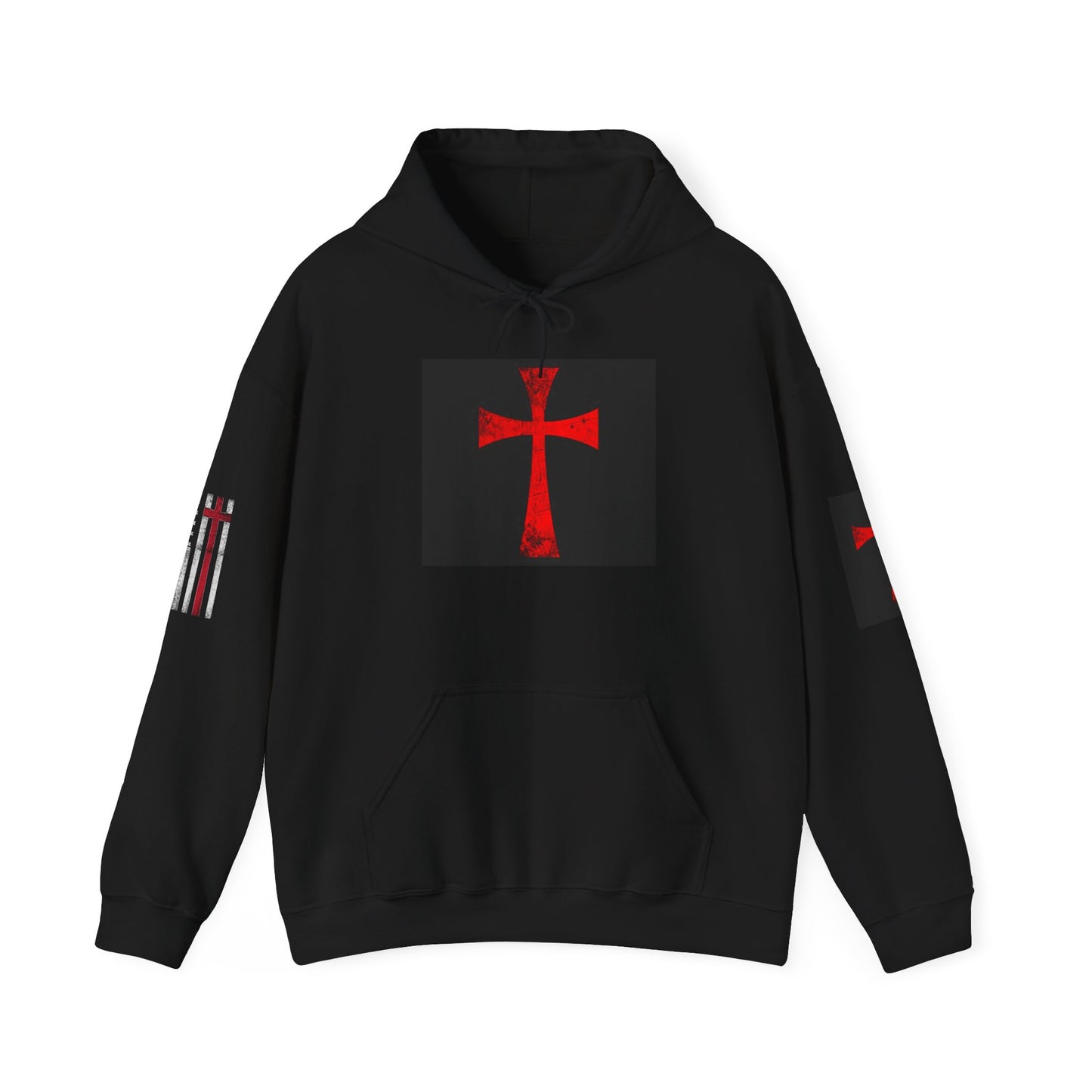 Christian Flag Cross Hoodie-Red Cross American Flag Christian Hoodie
