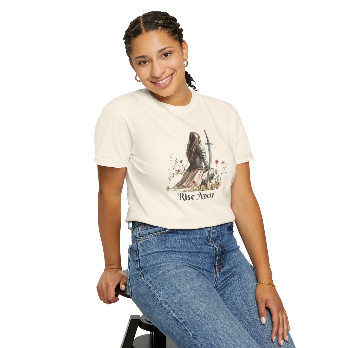 T-Shirt — "Rise Anew" Knight & Phoenix Inspirational Christian Tee
