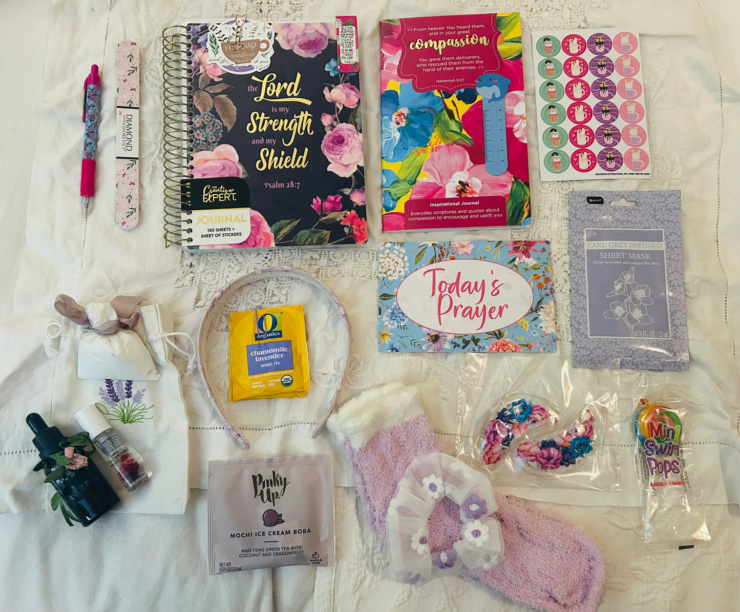 "The Lord Is My Strength" Notebook with "Compassionate" Inspirational Journal Wellness Gift Set