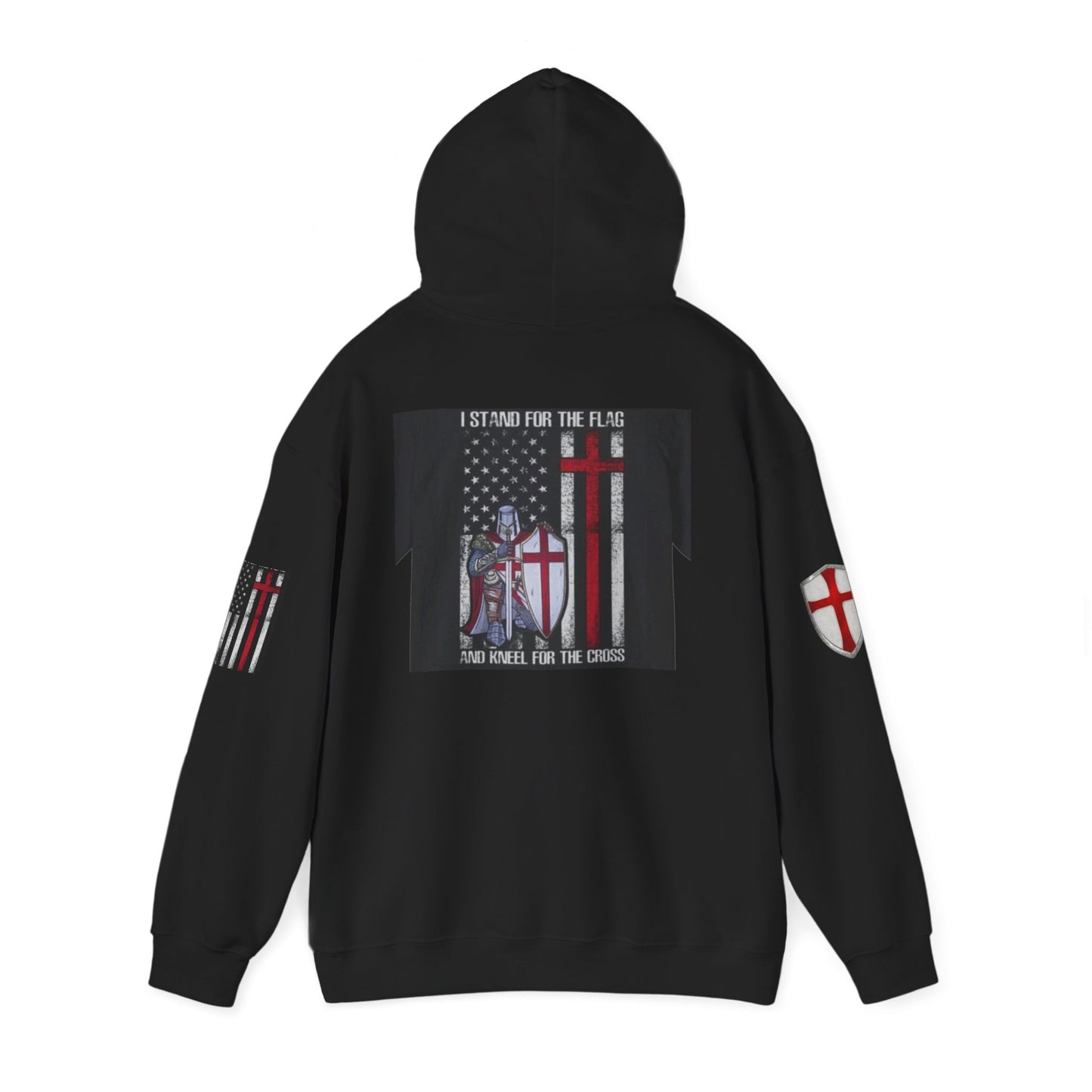 Crusader Cross Hoodie-"Deus Vult/God Wills It" Patriot Flags Graphic