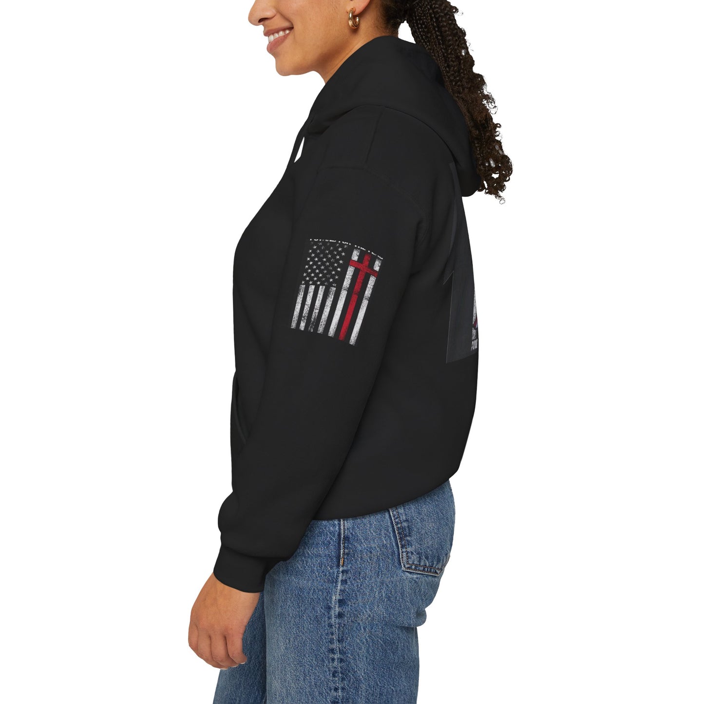 Crusader Cross Hoodie-"Deus Vult/God Wills It" Patriot Flags Graphic